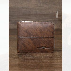 New Men Letter Graphic Small Wallet coffee Brown 172